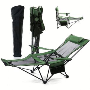 Chaise pliante compacte en métal pour le camping, la plage, la pêche, le pique-nique, avec repose-pieds - Product Image 4