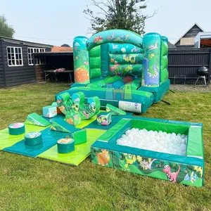 Outdoor Kids Playground Inflatable Dino Mini Bounce House With Ball Pit Soft Play For Toddlers