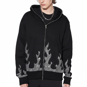 Sweat à capuche unisexe avec logo personnalisé Rhinestone OEM Clothing by PAKISTAN Printed Pattern Winter Fleece Material - Product Image 1