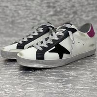 Chaussures décontractées en cuir véritable, style de marque de luxe avec logo doré et décoration étoile, chaussures de marche GGBD