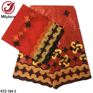 Tissu <span class=keywords><strong>Bazin</strong></span> 100% coton africain de haute qualité 5 Yards <span class=keywords><strong>Bazin</strong></span> <span class=keywords><strong>Brode</strong></span> avec écharpe de 2 Yards pour la fête nigériane - Product Image 4