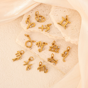 Dije de <span class=keywords><strong>Signo</strong></span> Zodiacal de Circonita Cúbica, Joyería DIY de Alta Calidad, Acero Inoxidable Dorado, <span class=keywords><strong>Signo</strong></span> Zodiacal Constelatorio - Product Image 1