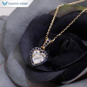 Tianyu Gems 6,5*6,5mm Corte de corazón DEF VVS1 Moissanite 10K 14K 18K Collar de oro sólido amarillo - Product Image 5