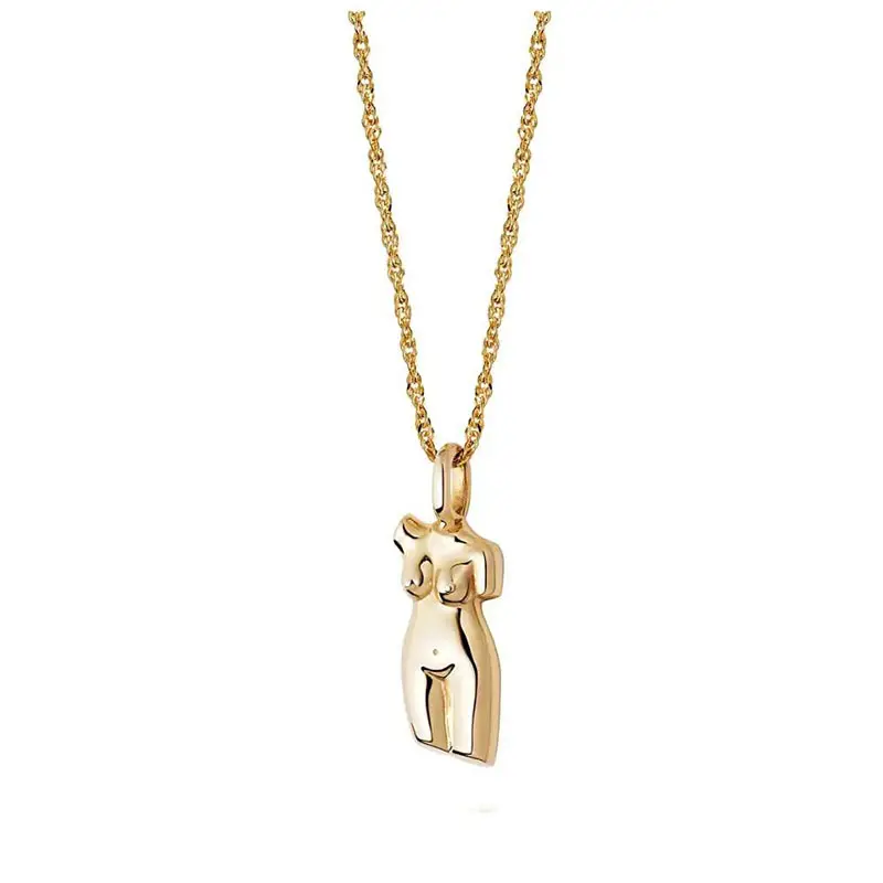 Listen To Me Hot Sale Stainless Steel 18K Gold Plated Creative Body Necklace Gift Jewelry Figure Face Pendent Necklace For Women