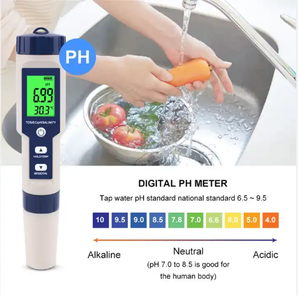 Chuyên nghiệp 5 trong 1 PH mét <span class=keywords><strong>Kit</strong></span> kiểm tra cho nước uống Ec Tds pH Nhiệt độ salinometer chất lượng nước Detector - Product Image 4