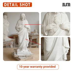 Esculturas Religiosas de Mármol Talladas a Mano BSA, Figura de Jesucristo Sagrado Corazón, Diseño Europeo para Decoración de Iglesia y Hogar - Product Image 3