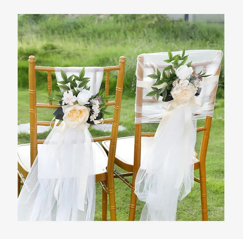 Yo cho — Bouquet de roses artificielles, pour mariage, fleurs, pour housse de chaise extérieure, décoration de fête, nouveau Style, vente en gros