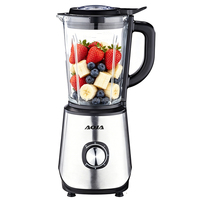 Blender sur socle multifonctionnel AOJA 500W en plastique, 2 vitesses, fonction pulse, capacité 1,5L, 4 lames en acier inoxydable, anti-fuite