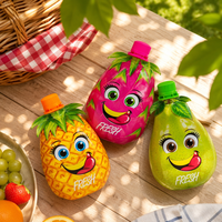 Op maat bedrukte fruitvormige staande spuitzakken, 150ml/180ml/200ml, voedselveilige verpakkingen voor sap en vloeistoffen