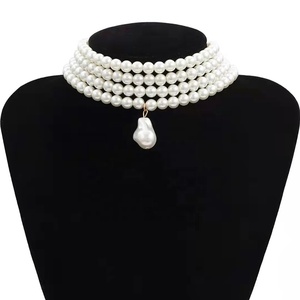 Gargantilla nupcial Mujer Collar tradicional de perlas multicapa simple para fiesta de boda - Product Image 6