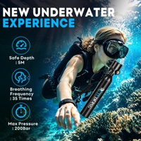 TUDIVING 0.5L Bouteille de plongée sous-marine portable haute pression en aluminium pour sports de plein air, autonomie 5-7 min, avec corde de sécurité
