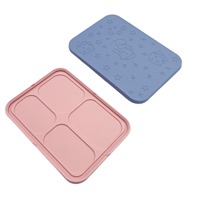 Boîte à lunch amovible carrée à 4 compartiments en acier inoxydable 304 élégante avec couvercle en silicone pour les repas des étudiants