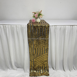 Glitter Gold Sequin Fancy Wedding <strong>Table</strong> <strong>Runner</strong> for Square <strong>Tables</strong> - Product Image 1