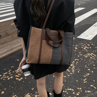 Sac fourre-tout BULAIDAI luxueux rétro en jean avec empiècements, fermeture éclair, sac à bandoulière pour femme, doublure en polyester, toutes saisons, lettres