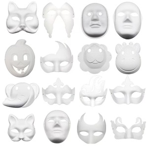 Masques en papier de pulpe blanc à peindre pour femmes hommes enfants-Mascarade Halloween Party Decor-Masques artisanaux vierges - Product Image 5