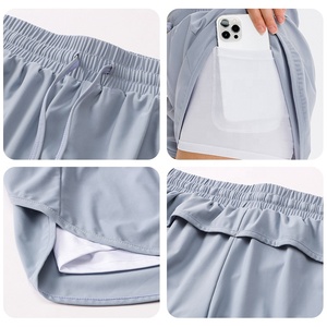 New 2 in 1 Solid High Waist Fitness Sports <b>Shorts</b> for <b>Women</b>-Running Gym <b>Shorts</b> - Product Image 3