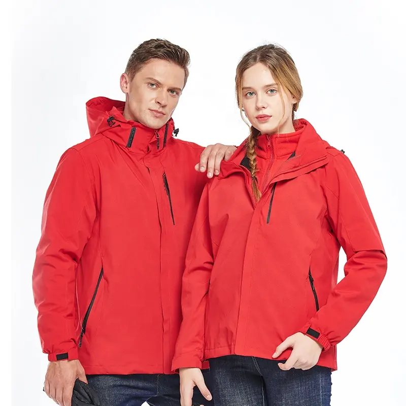 Windbreaker Jacket Customize 3 in 1 Detachable Fleece & Hood Warm Outdoor Hiking Skiing Coat for Men Outdoor Jacket Waterproof