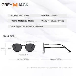 Lunettes de soleil Greyjack en métal, monture en acier inoxydable noir, verres TAC, protection UV400, style unisexe tendance - Product Image 5