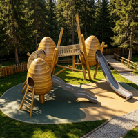 Équipement de terrain de jeux à thème commercial, structure de jeu extérieure non motorisée pour enfants avec toboggan et filet de cordes pour parc communautaire et complexe hôtelier