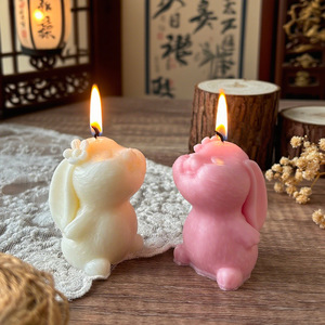 Cute <b>Rabbit</b> Shaped Soy Wax Scented Candle Pink White Yellow Handmade Bunny Candle For Home Table Party Decor <b>Gift</b> - Product Image 4