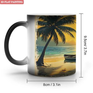Mug en céramique noir givré 11oz, tasse à changement de couleur pour liquides chauds, cadeau original - Product Image 1