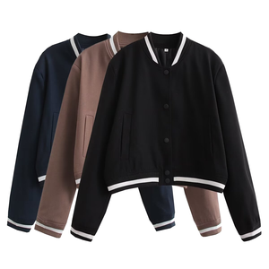 Blouson bomber court pour femme, style universitaire, décontracté, streetwear, fermeture éclair, Birlag Sports - Product Image 1
