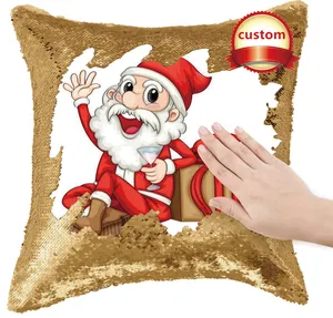 Custom Foto Luxe Kerst Decoratieve Anime Bank Magische Blank Sequin Kussen Gevallen Sublimatie Kussensloop Met Rits Kussen