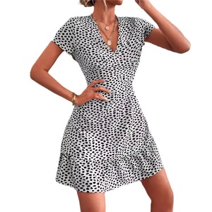 Abiti estivi di nuova moda donna eleganti da donna con scollo a V stampati abiti corti - Product Image 1