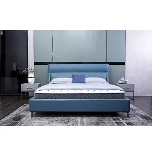 Home master-Conjunto de muebles de lujo para dormitorio de adultos, juego de cama doble, azul marino, tamaño queen
