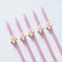 Pailles à boire réutilisables écologiques en forme de fleur, accessoires de bar, cadeaux de fête, personnalisables, en plastique PP certifié LFGB
