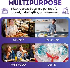 Customizable Clear <b>Plastic</b> BOPP & OPP Recycled Silk Screen Printed Bread <b>Packaging</b> <b>Bags</b> with Hand Length Handle for Food Storage - Product Image 5