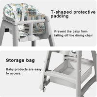Chaise haute moderne en plastique pour bébé de 0 à 4 ans, épaisse et réglable, pour usage domestique et en restaurant