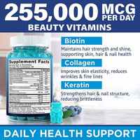 Aeglewell OEM Gummies à la biotine et aux peptides de collagène, Gummies multivitaminés à la biotine avec collagène et kératine pour les cheveux, la peau et les ongles