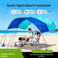 Voile d'ombrage de plage nouvelle génération, auvent en tissu aluminium imperméable à énergie éolienne pour l'été, abri de pluie pour 8 personnes |   Automatique rapide