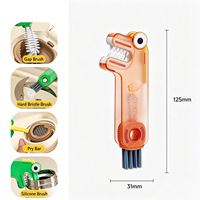 Brosses de nettoyage pour biberons, avec brosse de détail pour couvercles et pailles, motif dinosaure