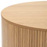 Mesa de Centro Moderna de Lujo con Superficie de MDF y Marco de Madera, Mesa de Centro Redonda para Sala de Estar