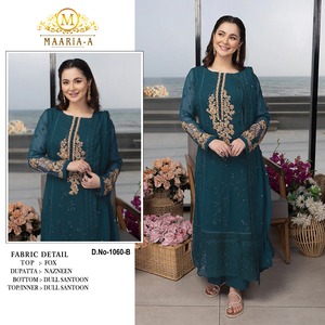 Exportation de qualité semi-point de broderie séquence de travail costume pakistanais avec Dupatta pour les femmes de l'Inde - Product Image 2