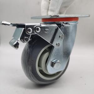 Roulettes robustes 4 pouces 5 pouces 6 pouces <span class=keywords><strong>8</strong></span> pouces Roues universelles silencieuses Roues directionnelles grises Frein universel Caoutchouc PU OEM - Product Image 2