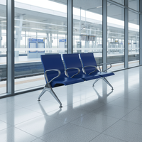 Chaise d'attente ergonomique en acier laminé à froid PU, durable, pour aéroport, centre commercial, bureau, centre éducatif et salon de beauté