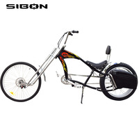 Sepeda Listrik Chopper Vintage SIBON 48v Baterai Lithium High Back 500w Penggerak Roda Belakang Rem Cakram Ban Lebar untuk Dewasa dengan Kotak Peralatan