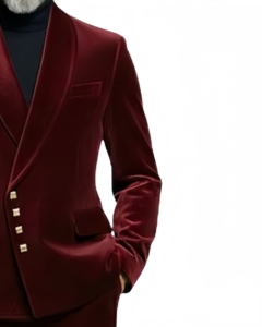 Veste de Costume Formelle Rouge Bordeaux Luxe Élégante Coupe Slim Douce pour Soirée - Product Image 3