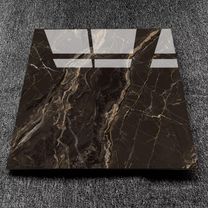 Carreaux Noir Marrón Oro Mármol Pulido Porcelana <span class=keywords><strong>Gres</strong></span> Azulejos Carreaux De Sol 60x60 Salon Azulejo De Alta Calidad - Product Image 1