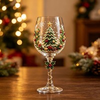 Ensemble de verres à vin de Noël 3D personnalisés avec 6 motifs (Bonhomme de neige, Père Noël, Traîneau) et coffret cadeau – Vente en gros pour les fêtes