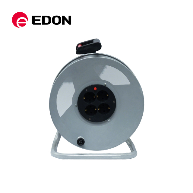 EDON Carrete De Cable Industrial Movable Retractable European Power Empty 50M Metallic Cable Reel