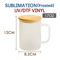 Tasses et mugs en verre transparent givré de 17 oz, vierges pour sublimation, avec poignée, couvercle et paille, pour lait, bière, thé au lait, café, idéales pour les cadeaux de Noël