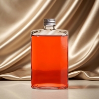 Botol Anggur Kaca Persegi Panjang 250ml 350ml, Botol Kaca Kosong Bahu Rata untuk Minuman Keras, Anggur, Susu, Kopi, Kombucha, Teh