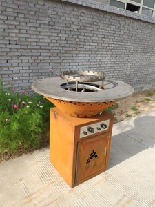 Bol de Barbecue en métal Corten robuste pour l'extérieur avec anneau de gril - Product Image 3