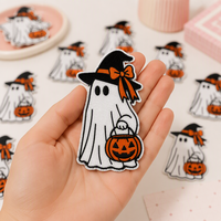 Fournisseur d'usine : Nouveaux motifs de Noël et d'Halloween – Adorables fantômes brodés thermocollants, appliques à repasser, livraison rapide