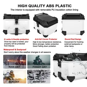 Maleta Superior Universal para Motocicleta de 45L, Caja Trasera para Casco, Compatible con <span class=keywords><strong>BMW</strong></span>, <span class=keywords><strong>VOGE</strong></span>, HONDA, Yamaha, Suzuki, Kymco - Product Image 2