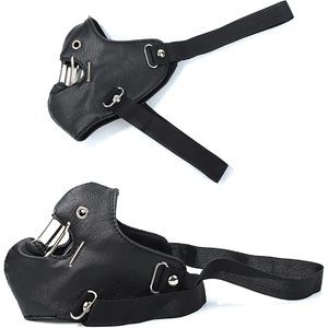 Máscara de prisionero de cuero JoyFuncos con barras metálicas para disfraz de Halloween, máscara de fiesta de ciencia ficción unisex para adultos - Product Image 2